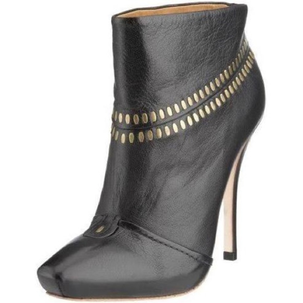 L.A.M.B black bootie w/ gold detail